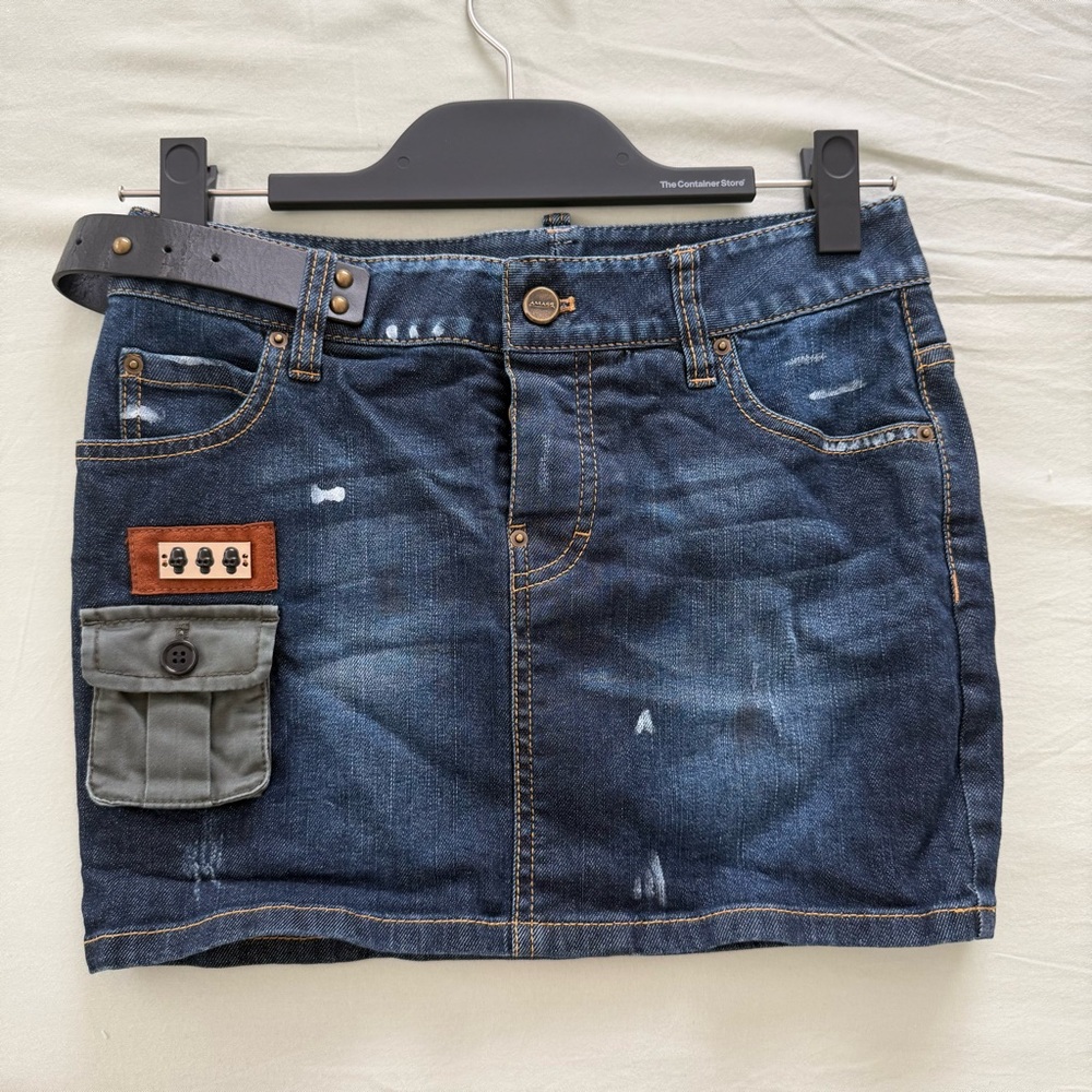 Denim Mini Skirt with Belt — Women